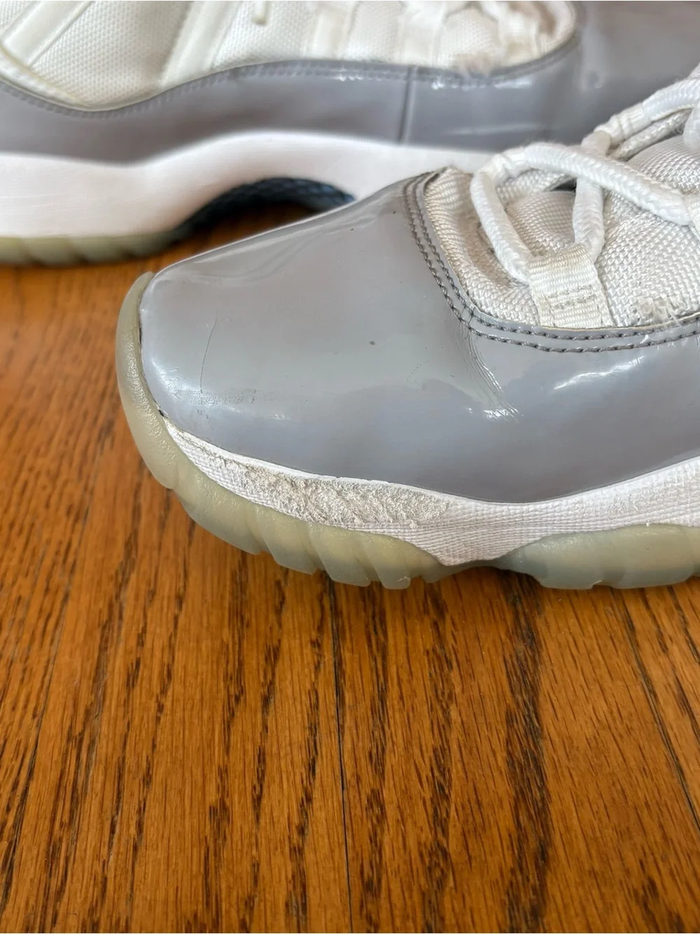 Jordan Gray and White Shoe Tag Close-Up